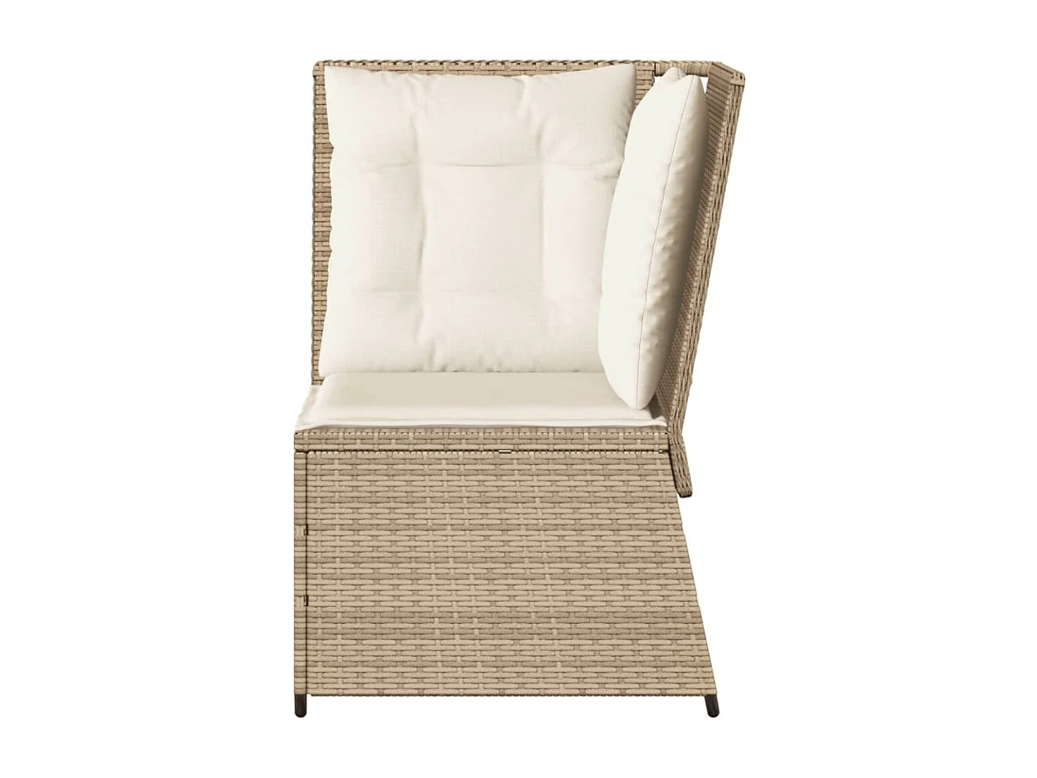 Divano Angolare da Giardino con Cuscini Beige in Polyrattan