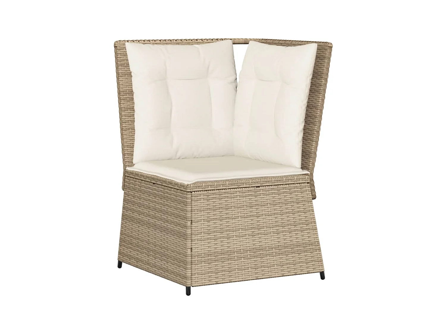 Canapé d'angle de jardin avec coussins beige résine tressée