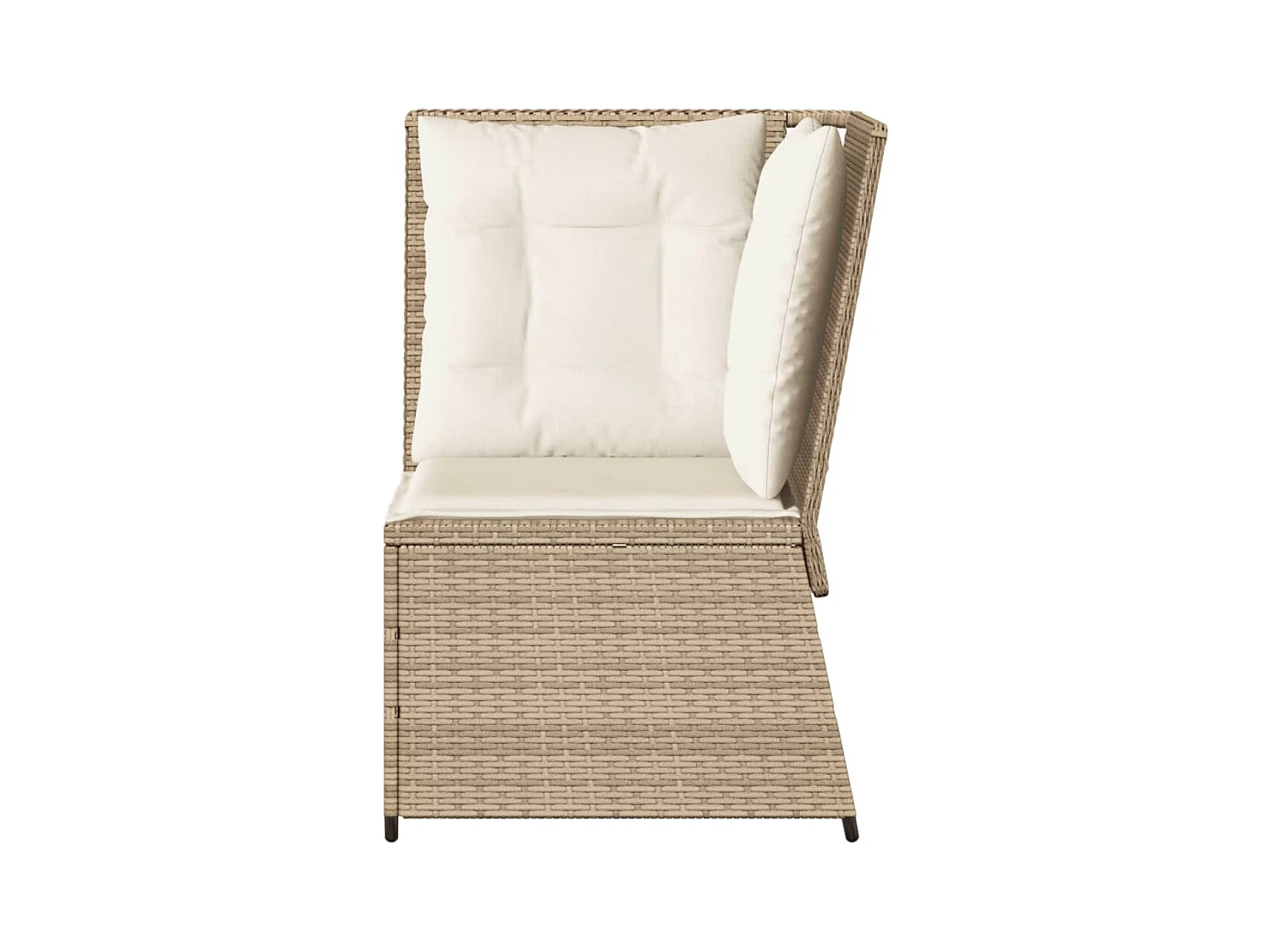Canapé d'angle de jardin avec coussins beige résine tressée
