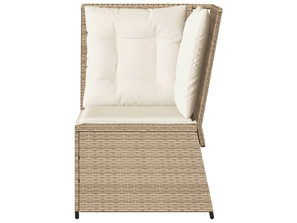 Canapé d'angle de jardin avec coussins beige résine tressée