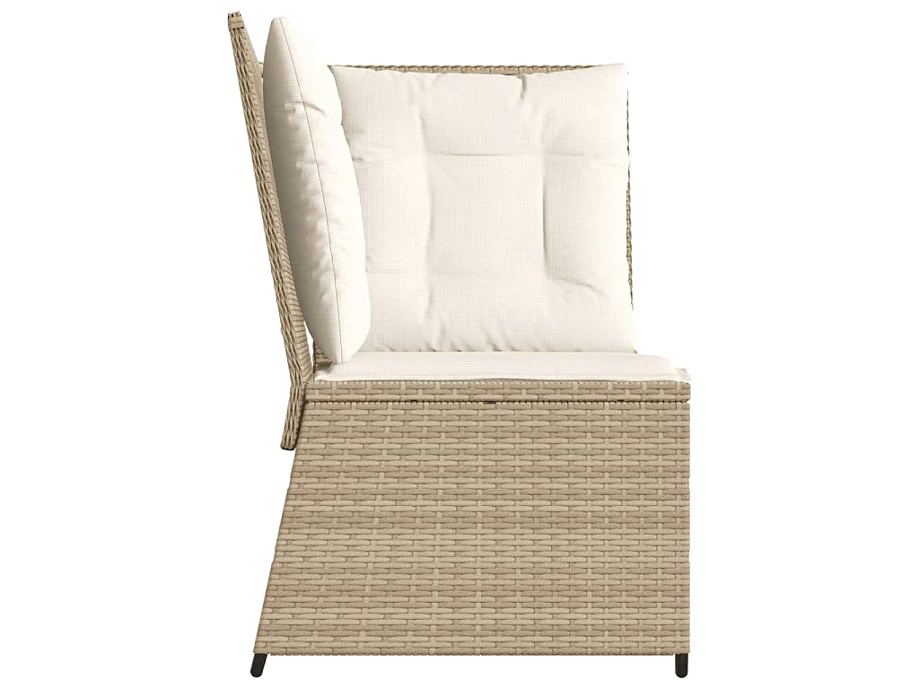 Canapé d'angle de jardin avec coussins beige résine tressée