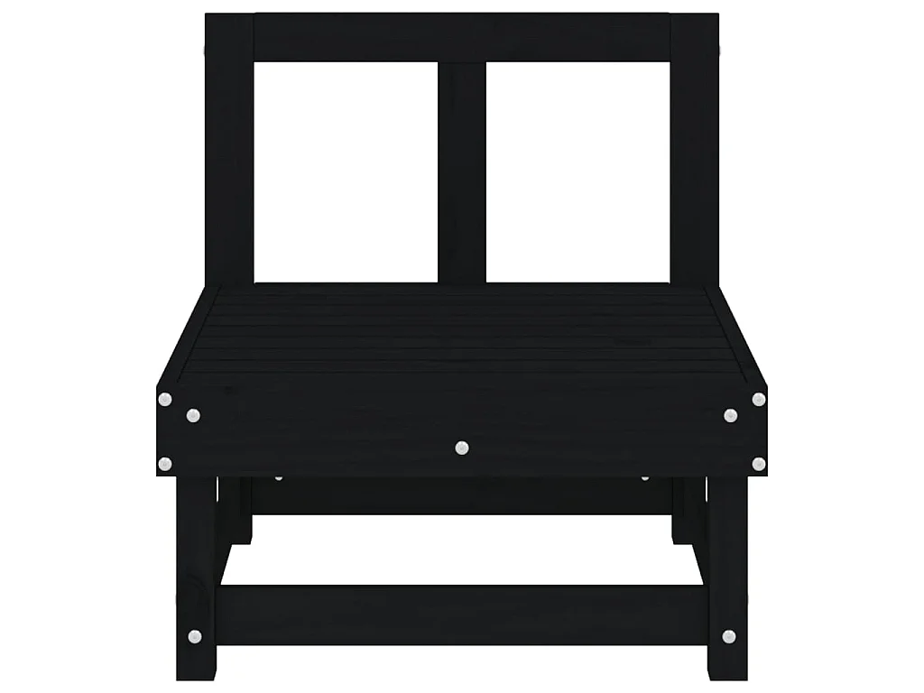 Canapés centraux de jardin 2 pcs noir bois de pin massif