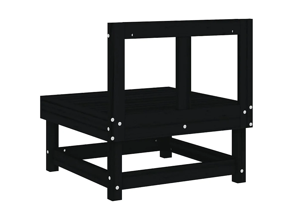 Canapés centraux de jardin 2 pcs noir bois de pin massif
