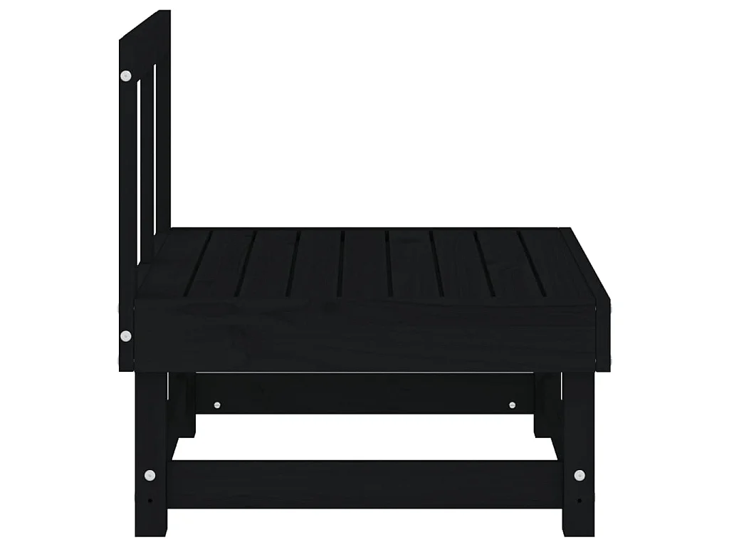 Canapés centraux de jardin 2 pcs noir bois de pin massif