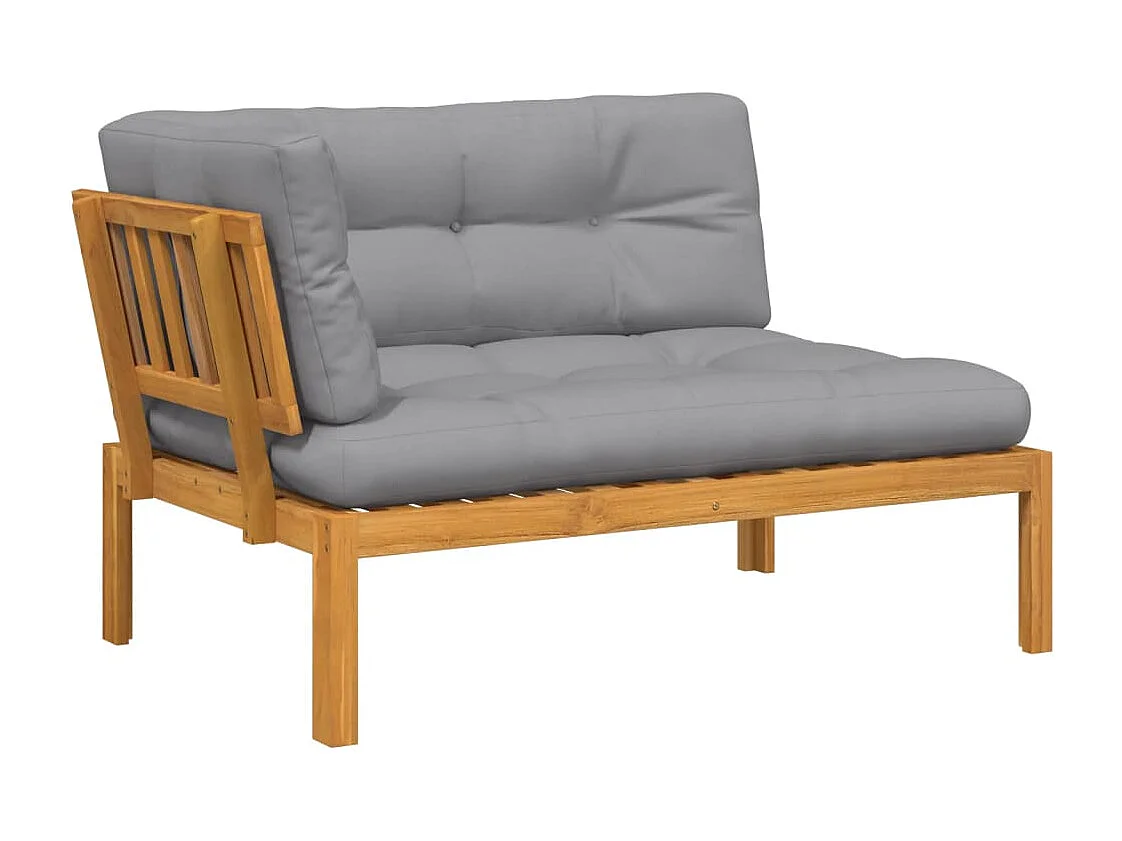 Sofá de canto para jardim com almofadões acácia maciça