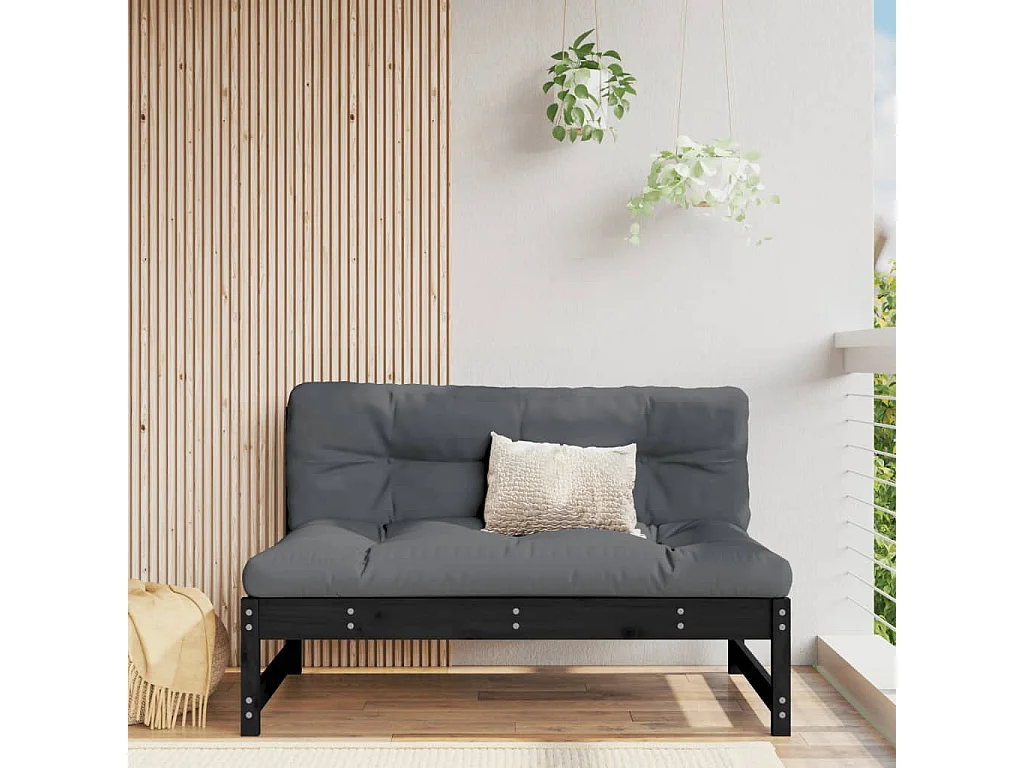 Sofá de centro para jardim 120x80 cm pinho maciço preto