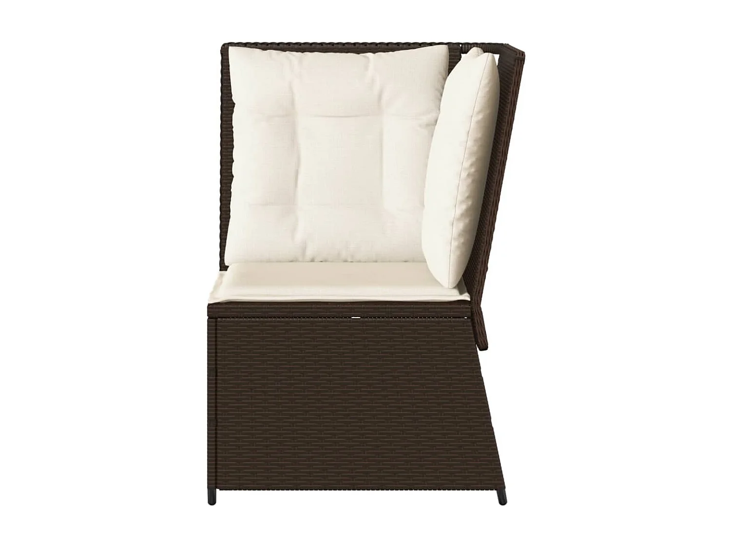 Canapé d'angle de jardin avec coussins marron résine tressée