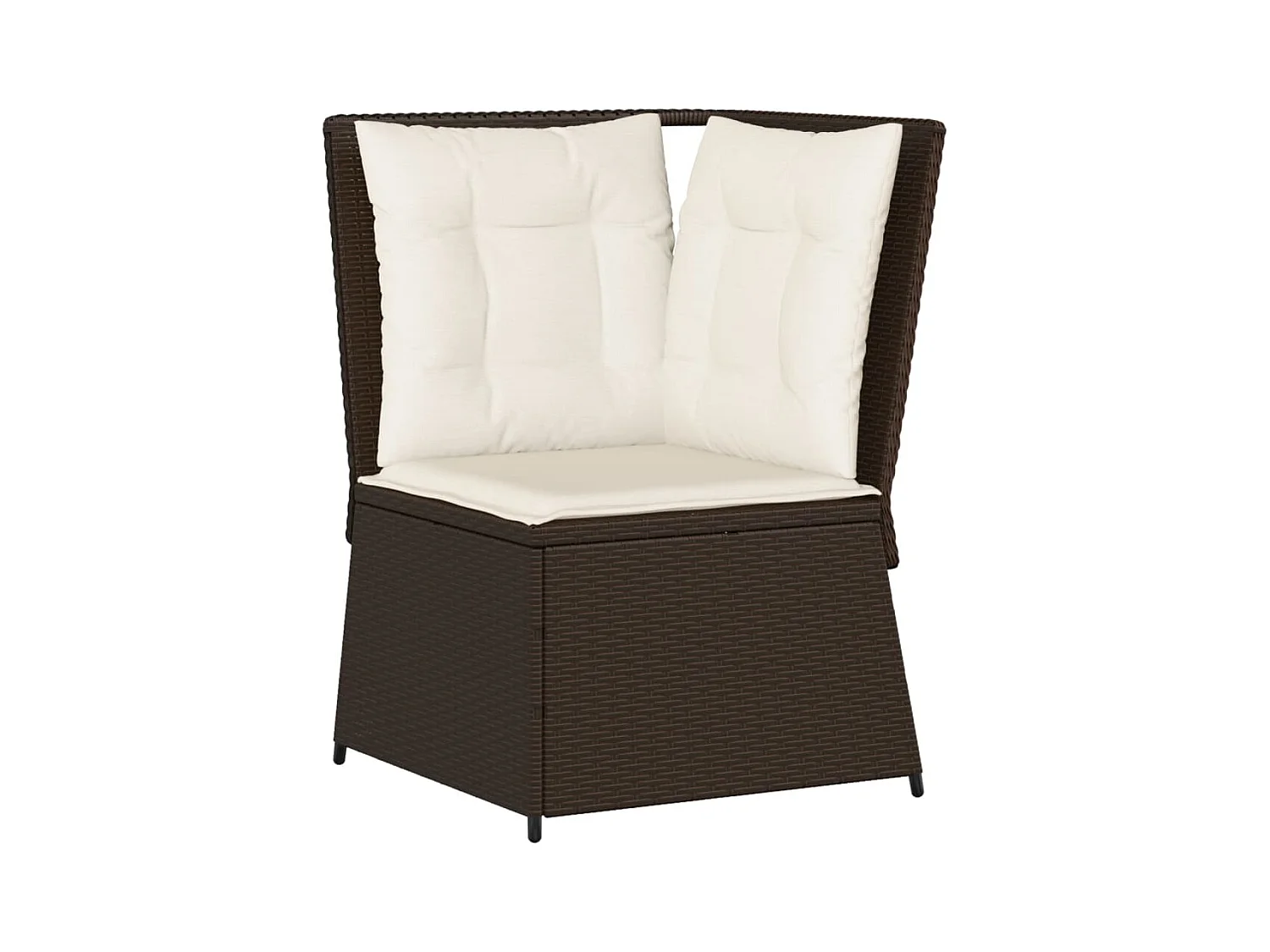 Tuinhoekbank met kussens poly rattan bruin