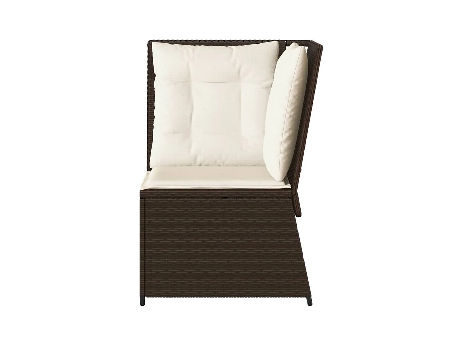 Tuinhoekbank met kussens poly rattan bruin