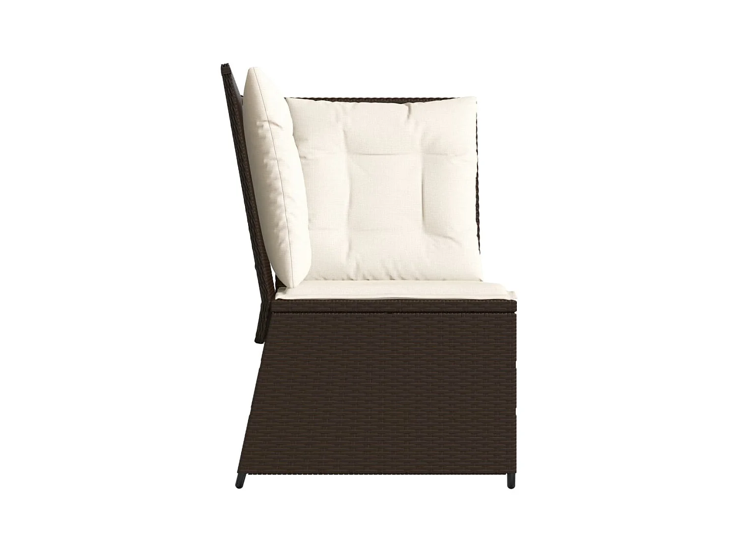 Tuinhoekbank met kussens poly rattan bruin