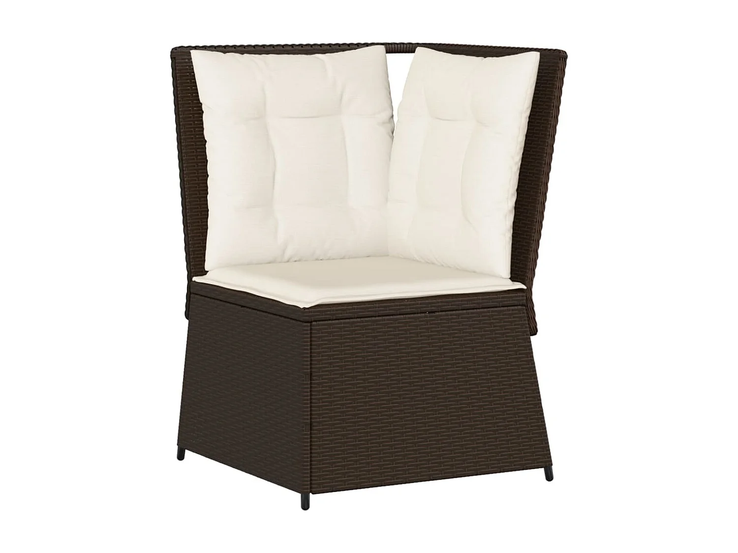 Canapé d'angle de jardin avec coussins marron résine tressée