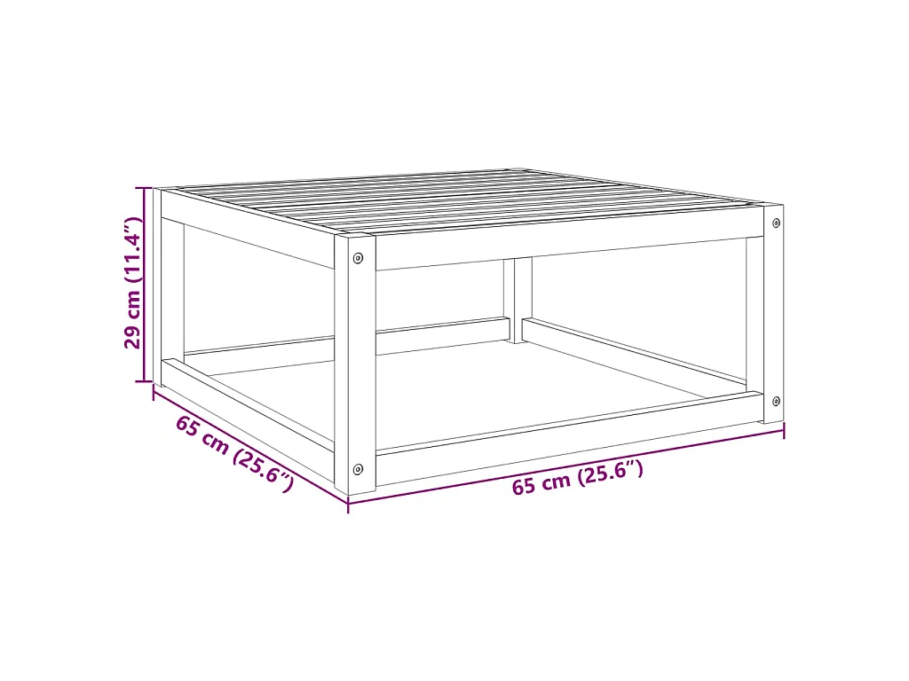Table de jardin 65x65x29 cm bois massif d'acacia