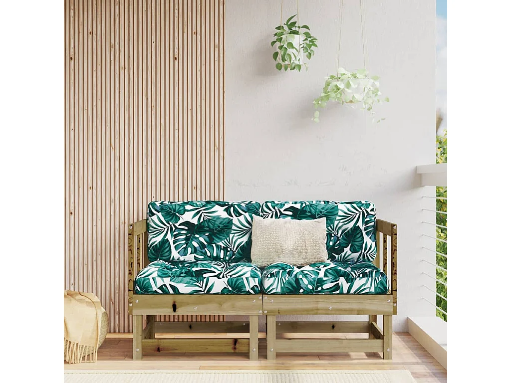 Canapés d'angle avec coussins 2 pcs bois de pin imprégné