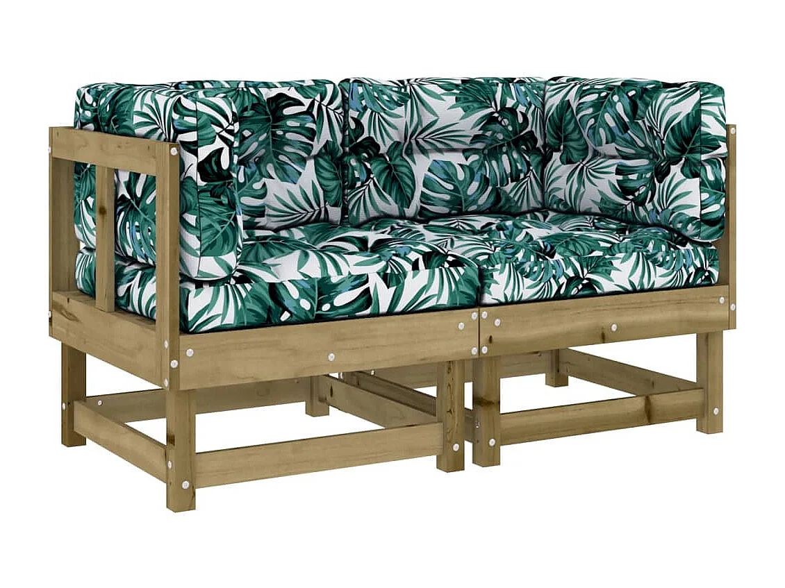 Canapés d'angle avec coussins 2 pcs bois de pin imprégné