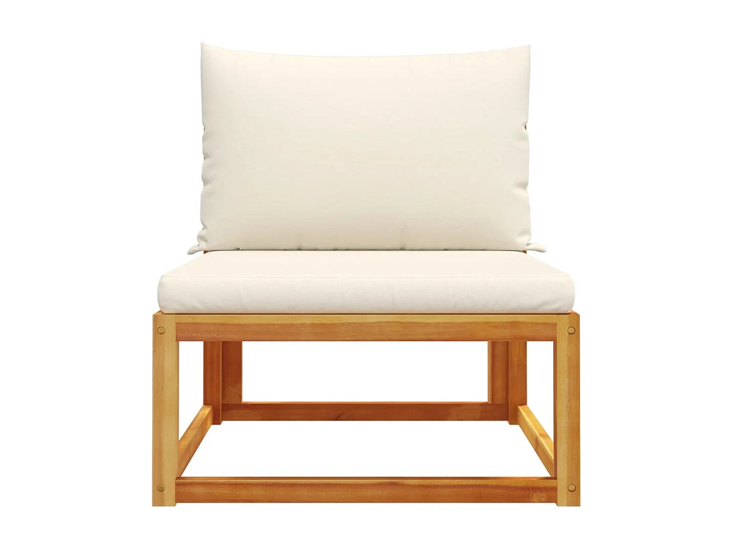 Canapé de jardin sans accoudoirs avec coussins en bois d'acacia et rotin