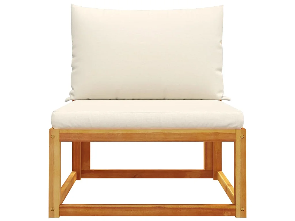 Canapé de jardin sans accoudoirs avec coussins en bois d'acacia et rotin