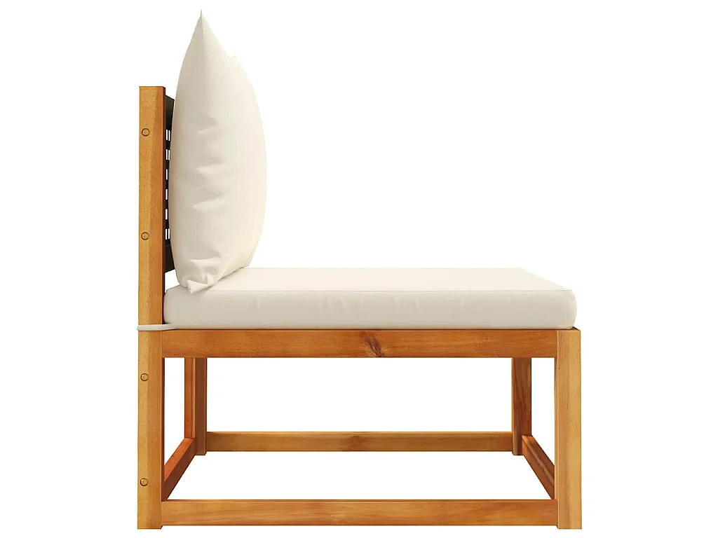 Canapé de jardin sans accoudoirs avec coussins en bois d'acacia et rotin