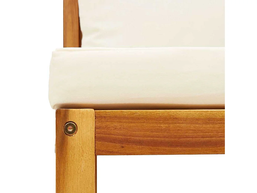 Canapé de jardin sans accoudoirs avec coussins en bois d'acacia et rotin