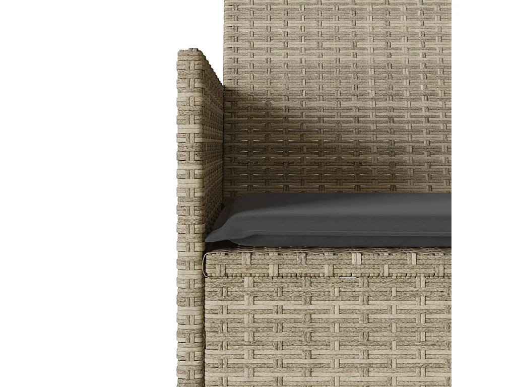 Tuinbank 2-zits met tafel en kussens poly rattan lichtgrijs