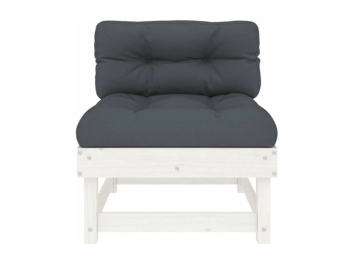 Mittelsofas mit Kissen 2 Stk. Weiß Massivholz Kiefer