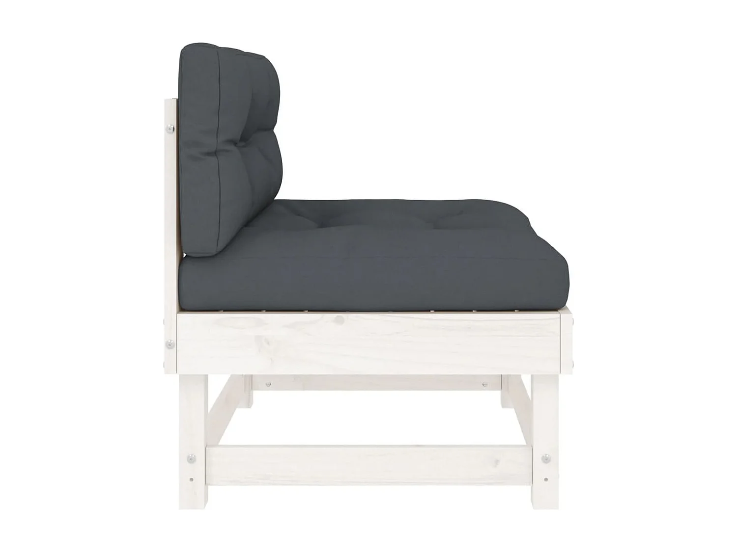 Mittelsofas mit Kissen 2 Stk. Weiß Massivholz Kiefer