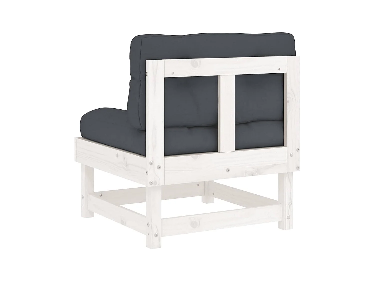 Canapés centraux avec coussins 2 pcs blanc bois de pin massif