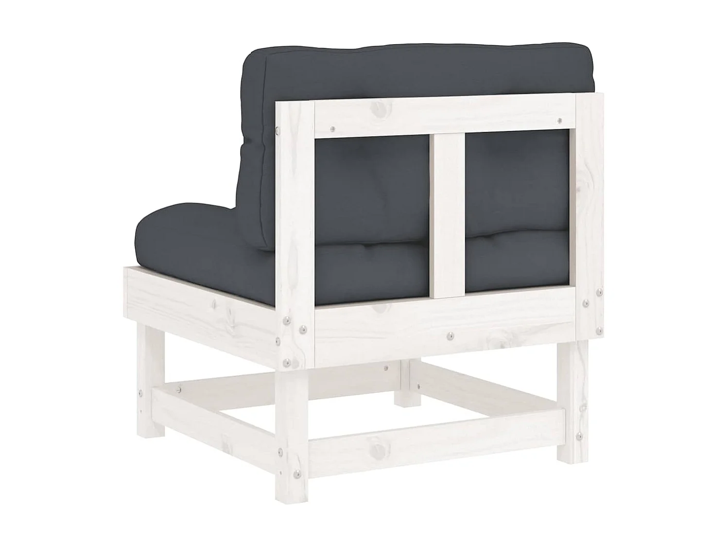 Canapés centraux avec coussins 2 pcs blanc bois de pin massif