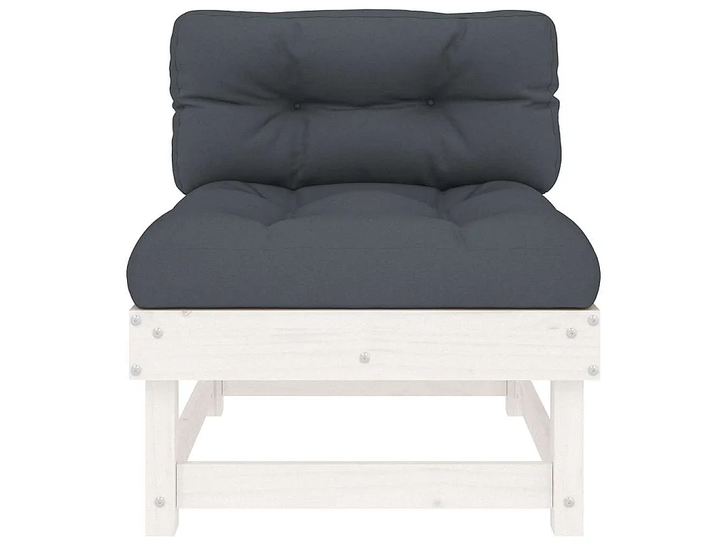 Mittelsofas mit Kissen 2 Stk. Weiß Massivholz Kiefer