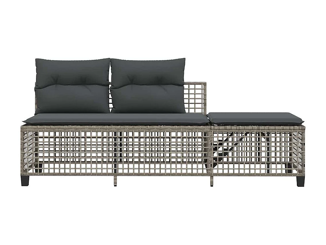 Salon de jardin d'angle avec coussins 3 pcs gris résine tressée