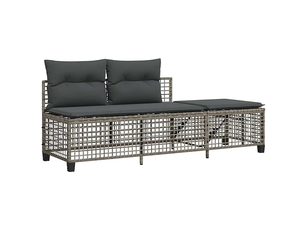 Salon de jardin d'angle avec coussins 3 pcs gris résine tressée