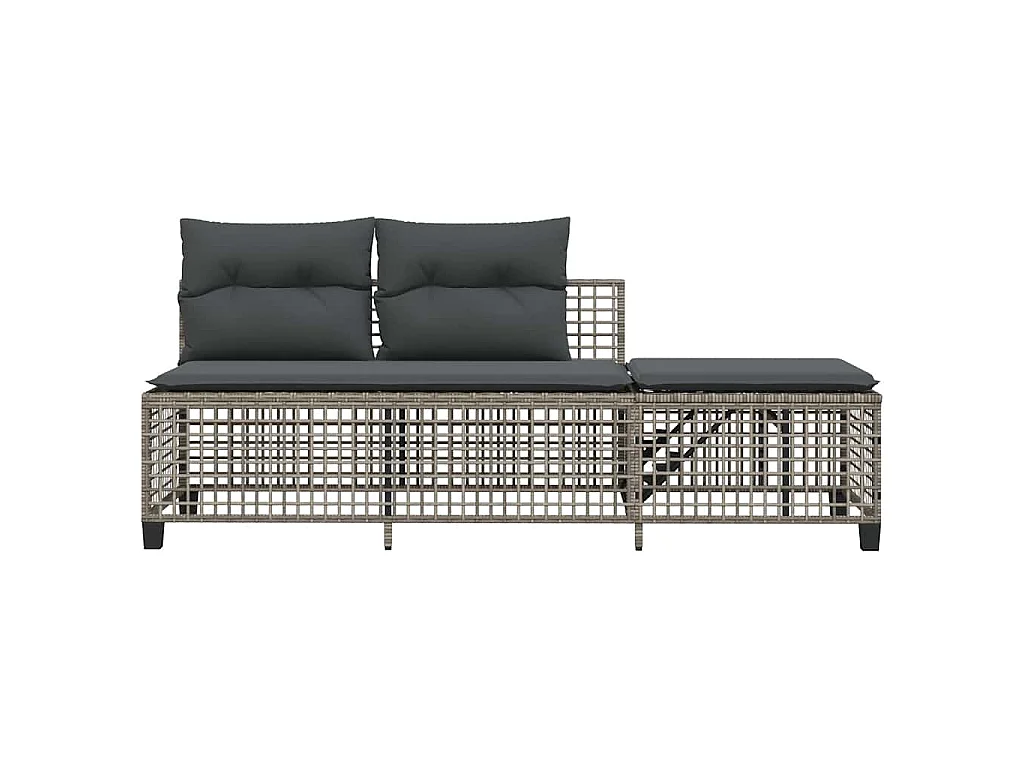 Salon de jardin d'angle avec coussins 3 pcs gris résine tressée