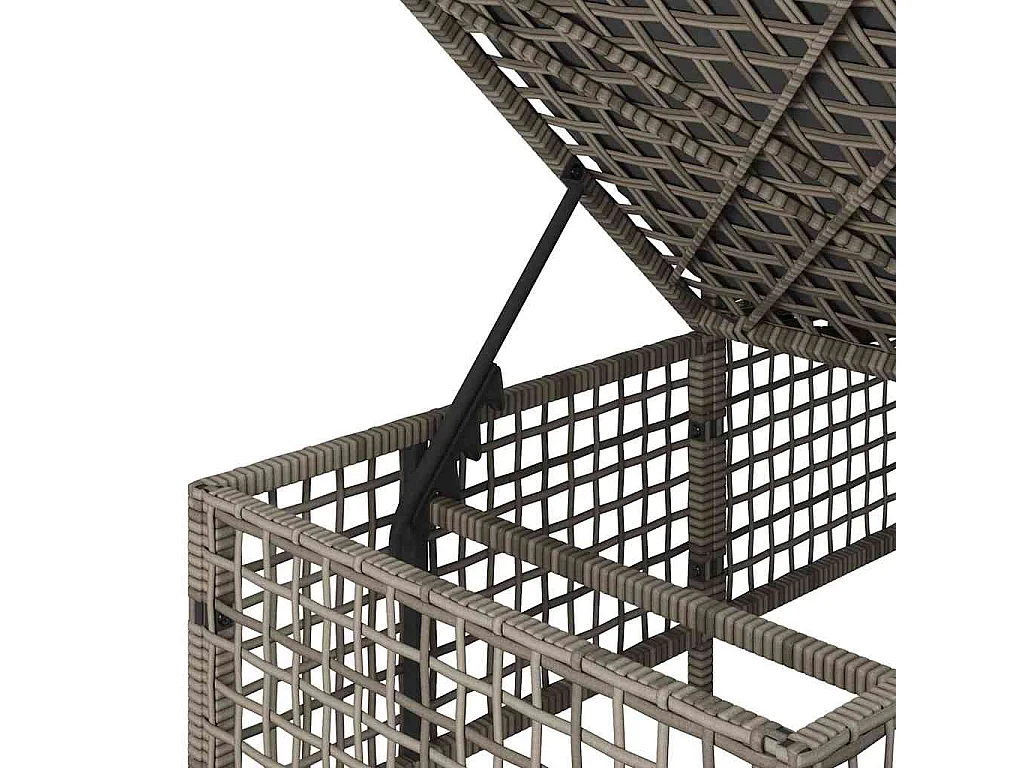 Salon de jardin d'angle avec coussins 3 pcs gris résine tressée