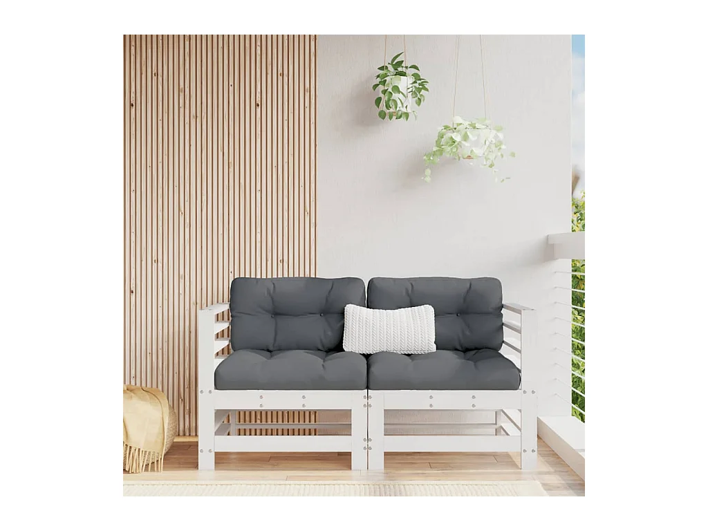 Garten-Ecksofas 2 Stk. Weiß Massivholz Kiefer