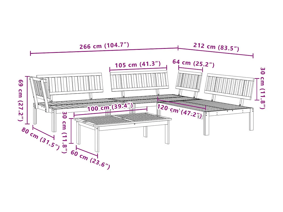 Salon palette de jardin 4 pcs bois d'acacia massif