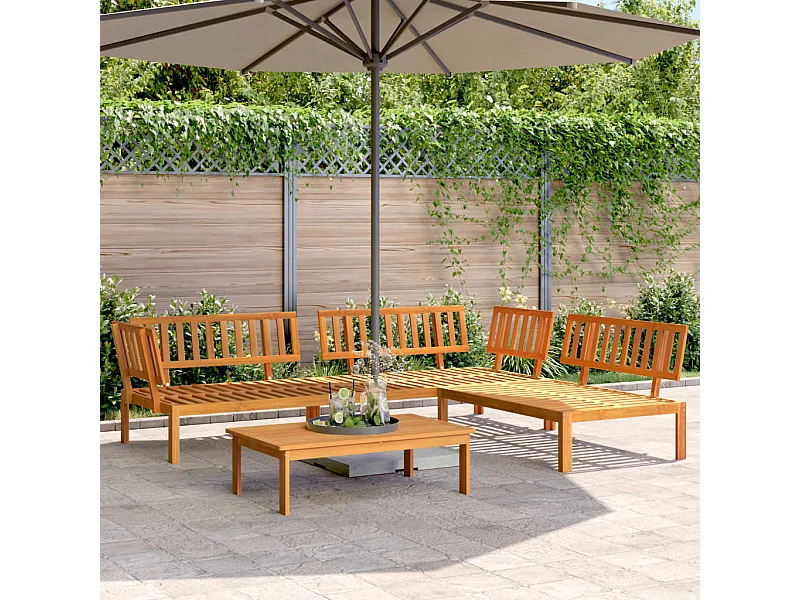 4 pcs conjunto de móveis de paletes p/ jardim acácia maciça