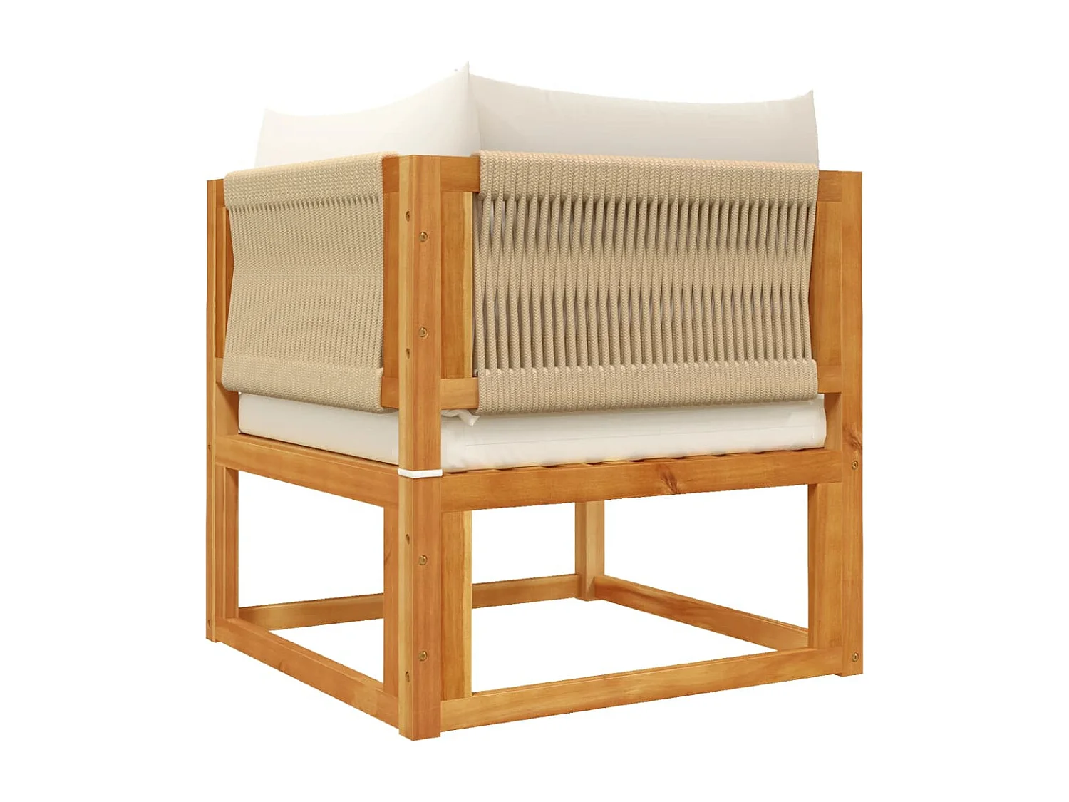 Ensemble de canapés de jardin 4 pièces avec coussins en bois d'acacia et corde