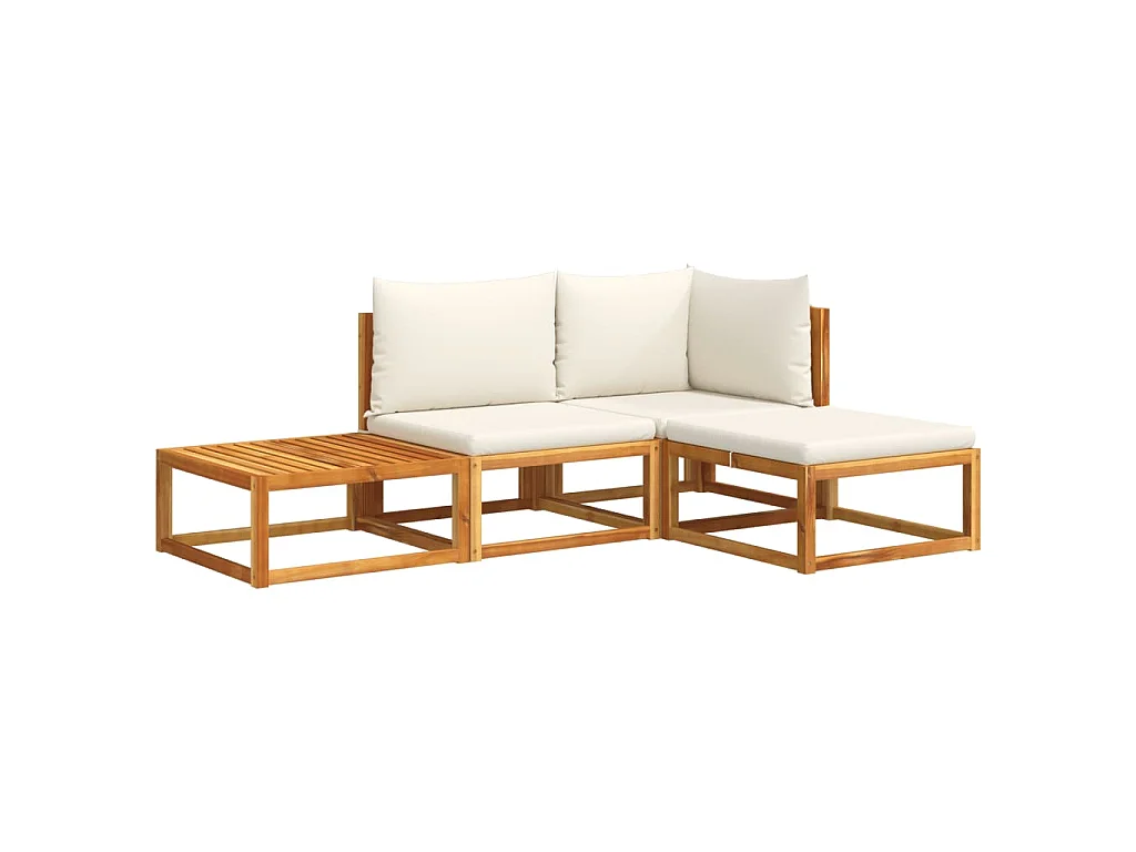 4-tlg. Gartensofa-Set mit Kissen Holz Akazie & Seil