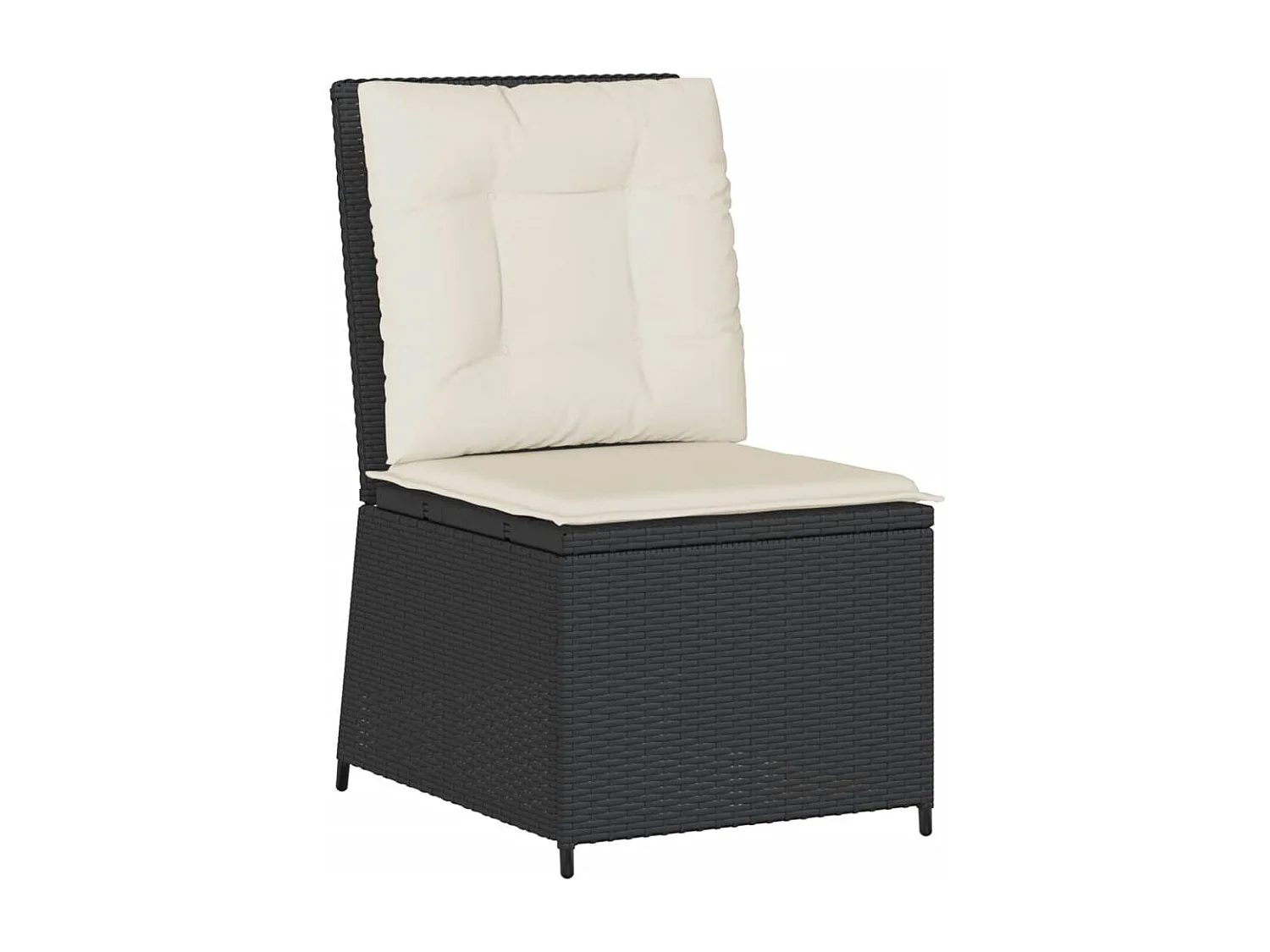 Gartensessel mit Liegefunktion und Kissen Schwarz Poly Rattan