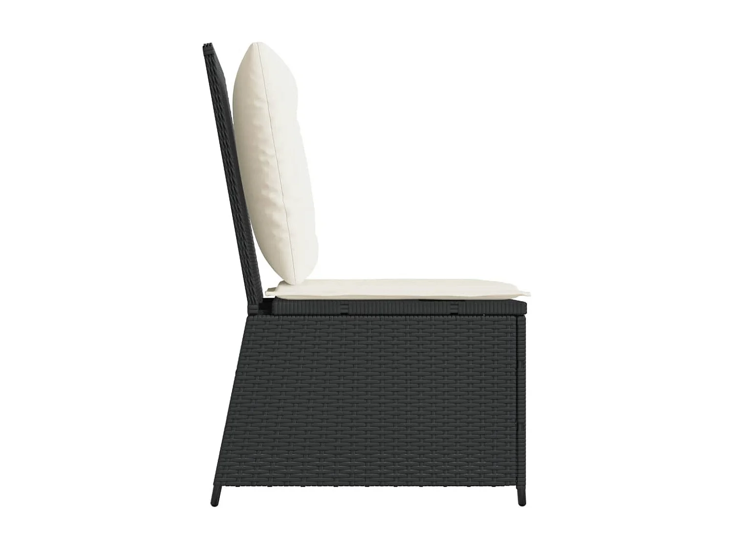 Gartensessel mit Liegefunktion und Kissen Schwarz Poly Rattan