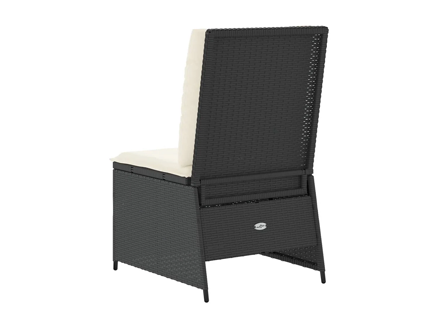 Gartensessel mit Liegefunktion und Kissen Schwarz Poly Rattan