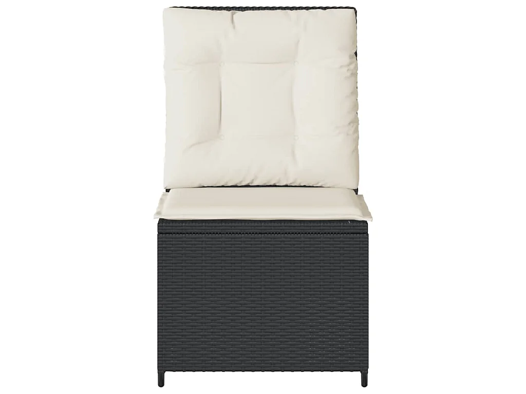 Canapé inclinable de jardin avec coussins noir résine tressée