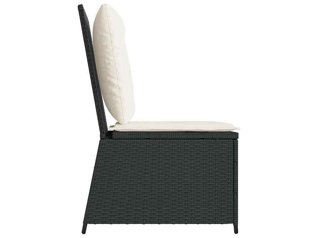 Canapé inclinable de jardin avec coussins noir résine tressée