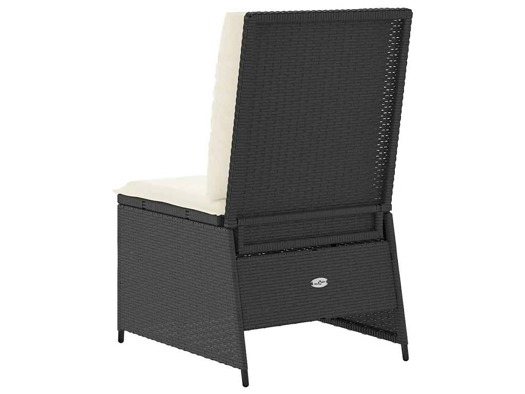 Canapé inclinable de jardin avec coussins noir résine tressée