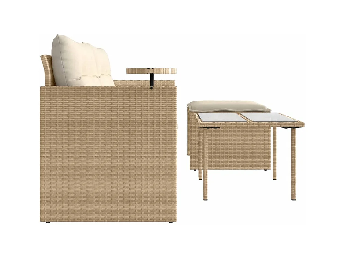 Salon de jardin avec coussins 3 pcs beige résine tressée