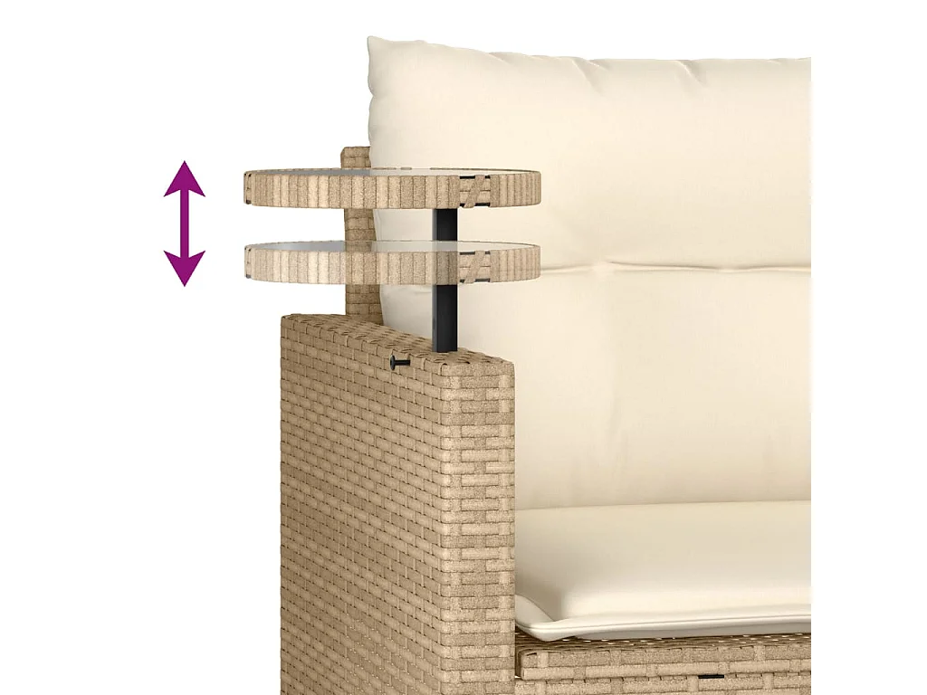 3-tlg. Garten-Sofagarnitur mit Kissen Beige Poly Rattan