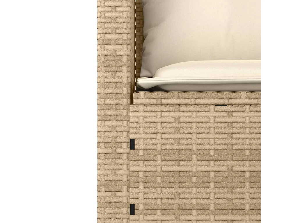 3-tlg. Garten-Sofagarnitur mit Kissen Beige Poly Rattan