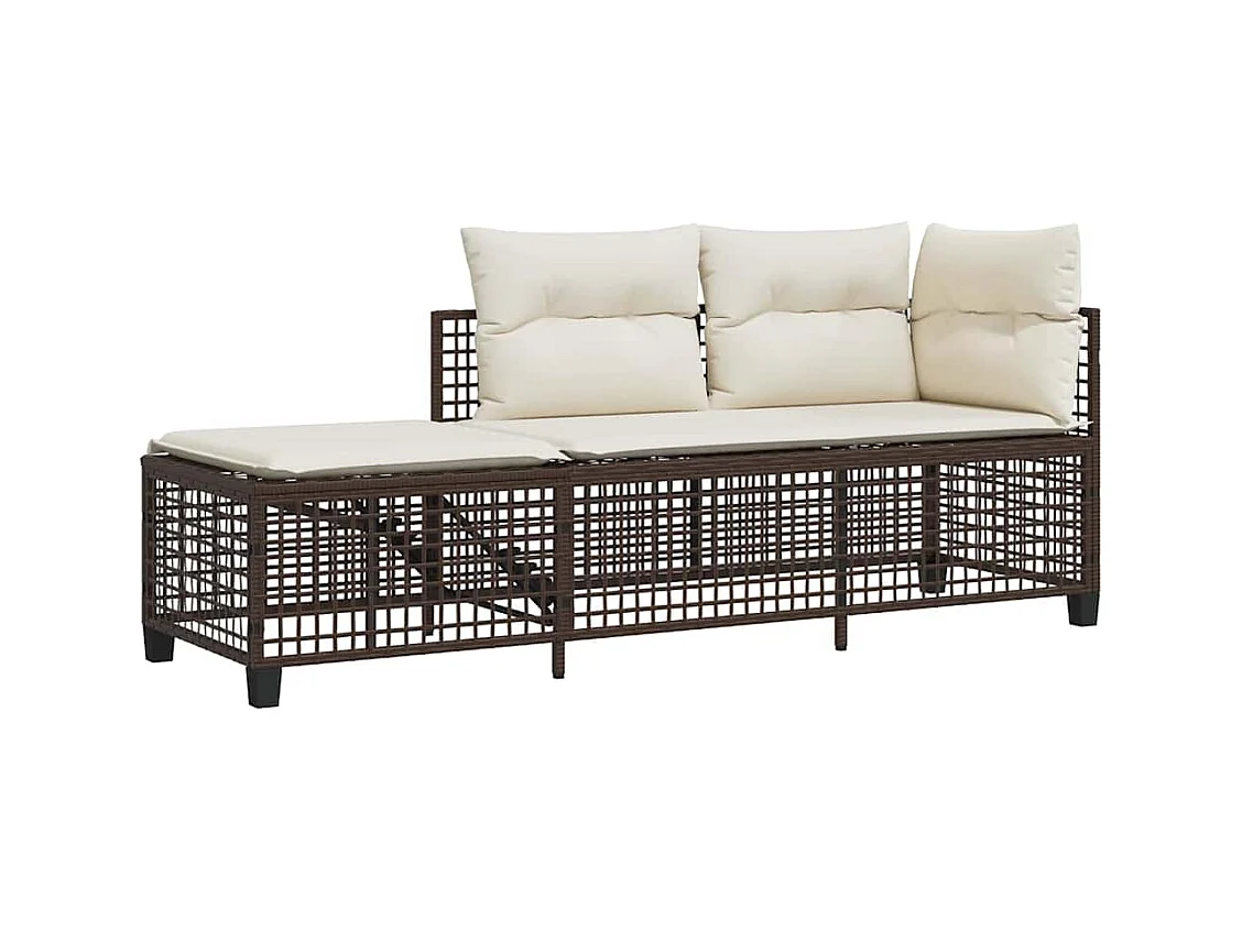 Salon de jardin d'angle et coussins 3 pcs marron résine tressée