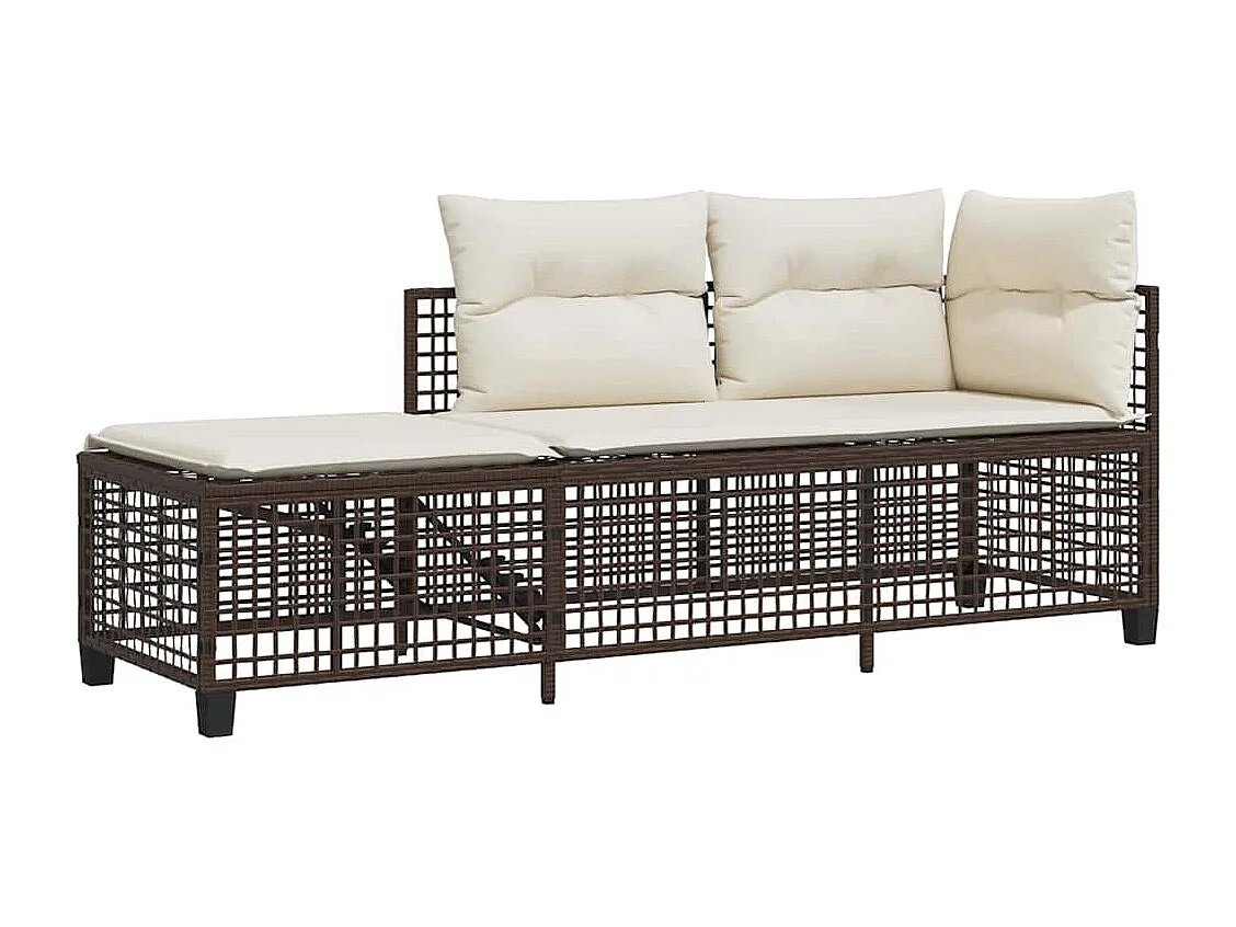 Salon de jardin d'angle et coussins 3 pcs marron résine tressée