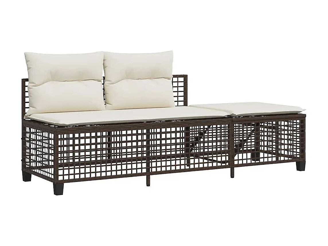 Salon de jardin d'angle et coussins 3 pcs marron résine tressée