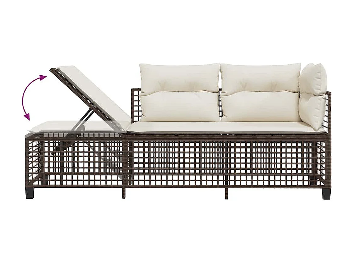 Salon de jardin d'angle et coussins 3 pcs marron résine tressée